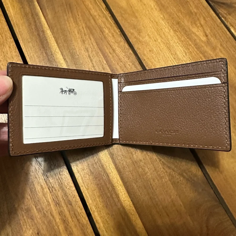 Coach Black Pebbled Leather Card Holder Wallet